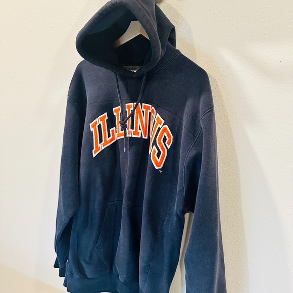 Vintage Steve & Barry Illinois Hoodie Mens XL Navy Blue Collegiate Spell Out 90s - Picture 4 of 16